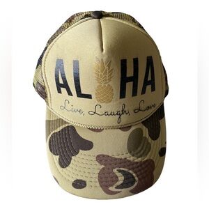 Aloha Live Laugh Love Pineapple Camo Hat Snapback Cap